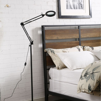 LED podna lampa s povećalom, zaštita očiju, podesiva visina 50-180 cm, kućište od aluminijske legure; idealno za ljepotu, manikuru, trepavice, obrve i tetoviranje, čitanje
