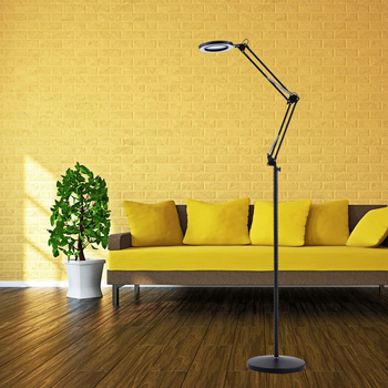 LED podna lampa s povećalom, zaštita očiju, podesiva visina 50-180 cm, kućište od aluminijske legure; idealno za ljepotu, manikuru, trepavice, obrve i tetoviranje, čitanje