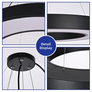 LED zavesné svetlo – kruhový dutý kruh, kovové telo, moderný minimalistický dizajn, priemer 120 mm, 5000 lm, CRI ≥ 80, 24V