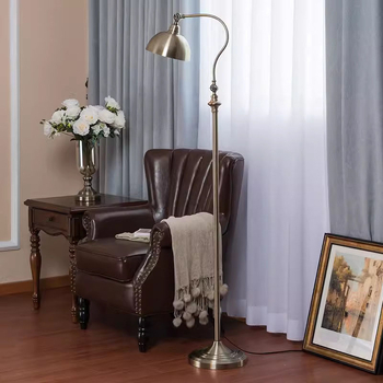 Podna lampa s imitacijom bakra, retro američki stil, za dnevni boravak, spavaću sobu i radnu sobu — EU i US standardi