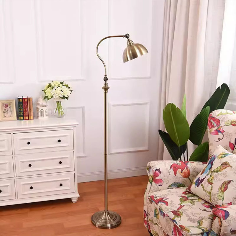 Podna lampa s imitacijom bakra, retro američki stil, za dnevni boravak, spavaću sobu i radnu sobu — EU i US standardi