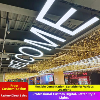 LED písmenové stropné svetlo — priemyselný štýl, digitálne kreatívne osvetlenie pre fitnescentrum, tanečnú sálu, nákupné centrum a supermarket