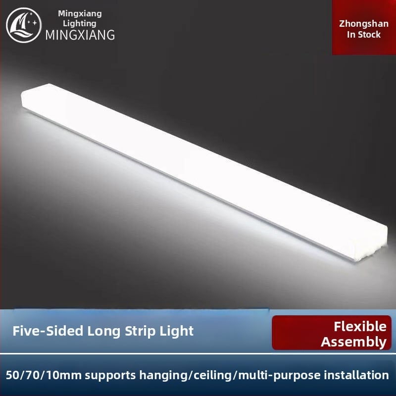 LED kancelárska lineárna lampa s piatimi stranami, štvorcový profil stropného svietidla s bezšvíkovým spojom