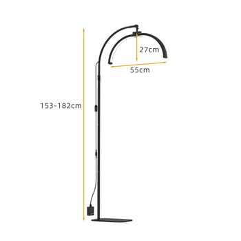 LED podna lampa za ljepotu i trepavice, dizajn polumjeseca, 22-inčna rasvjeta za studij tetoviranja, moderni minimalistički stil