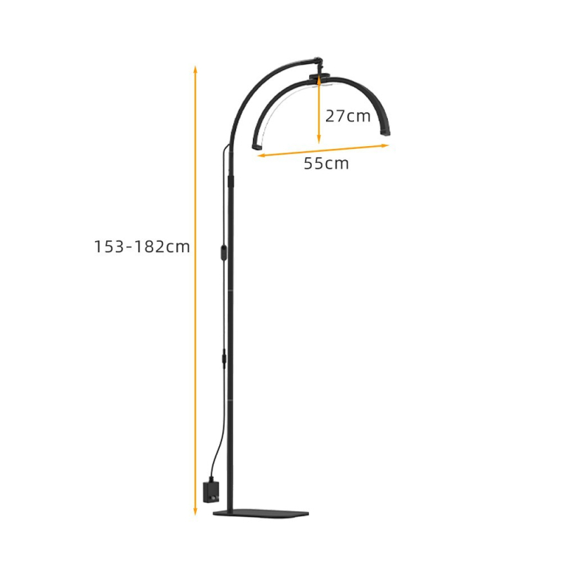 LED podna lampa za ljepotu i trepavice, dizajn polumjeseca, 22-inčna rasvjeta za studij tetoviranja, moderni minimalistički stil
