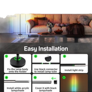 Inteligentna RGB LED lampa za pod s upravljanjem putem aplikacije, zvukom aktivirana, 16 milijuna boja, za dnevni boravak i gaming sobu, moderan minimalistički stil