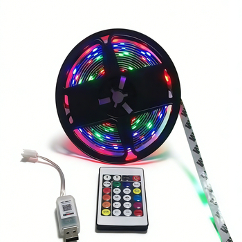 LED traka RGB 5V s ugrađenim IC-om, 5050 RGB, duljina 5 m, 30 LED, upravljanje aplikacijom, ambijentalno osvjetljenje gaming sobe