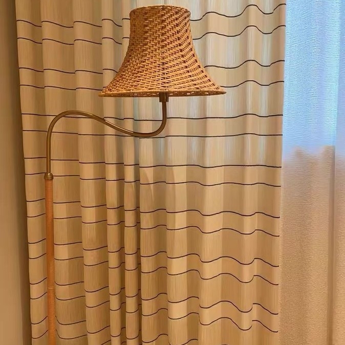 Francuskog stila polovice 20. stoljeća: bambusna podna lampa, ručno izrađena, prilagodljiva vašoj fotografiji