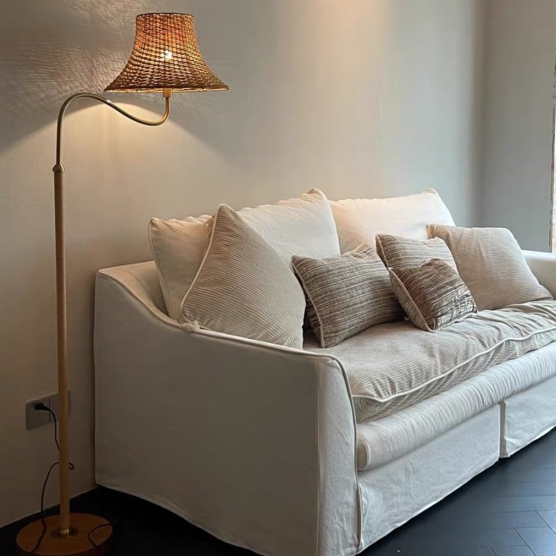 Francuskog stila polovice 20. stoljeća: bambusna podna lampa, ručno izrađena, prilagodljiva vašoj fotografiji