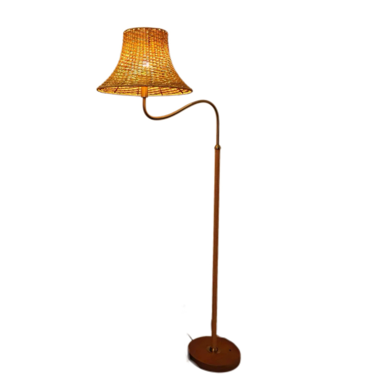 Francuskog stila polovice 20. stoljeća: bambusna podna lampa, ručno izrađena, prilagodljiva vašoj fotografiji