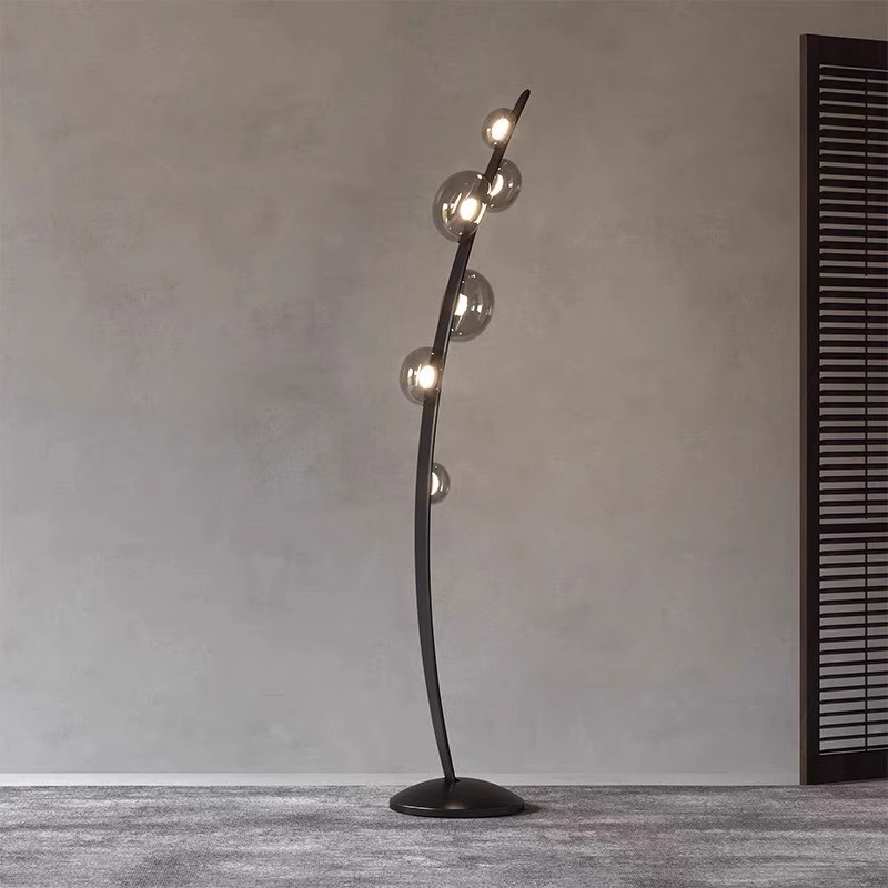 Skandinavska stajaća lampa sa staklenim abažurom, podesiva visina, za spavaću sobu i dnevni boravak