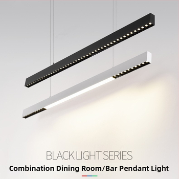 LED dlhá pásová visiac lamp pre konferenčné miestnosti, pracovné stanice, jedálne a čajové stoly, mriežka proti oslneniu pre ochranu očí