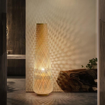 LED stalna svjetiljka u japanskom stilu s bambusovim sjenilom, pogodna za dnevni boravak i spavaću sobu, zen-wabi-sabi dizajn.