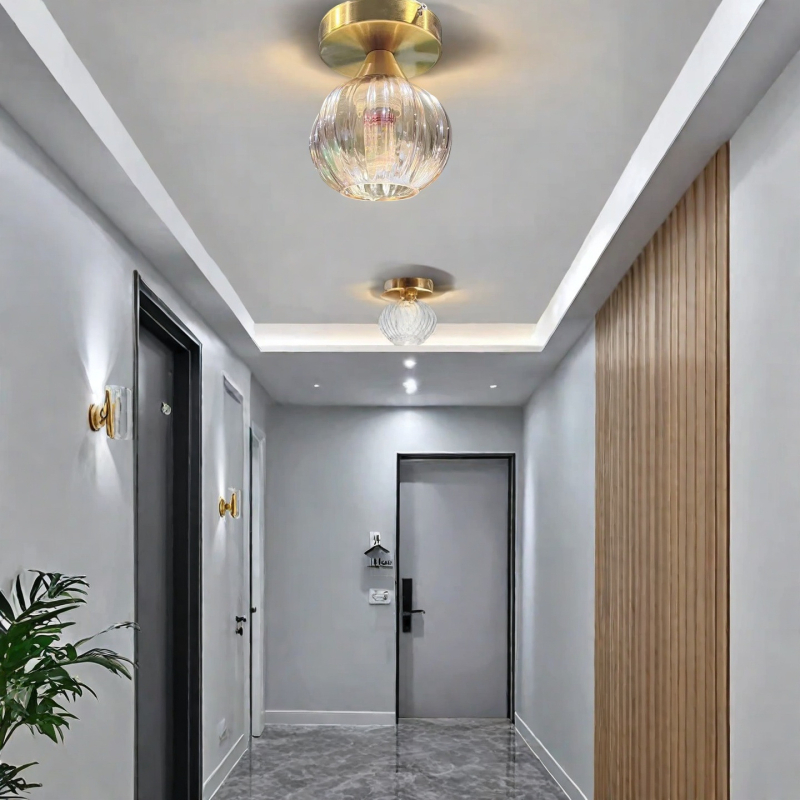 Moderna staklena stropna svjetiljka za ulaz i hodnik – minimalistički luksuz, pogodna za hodnik, garderobu i balkon