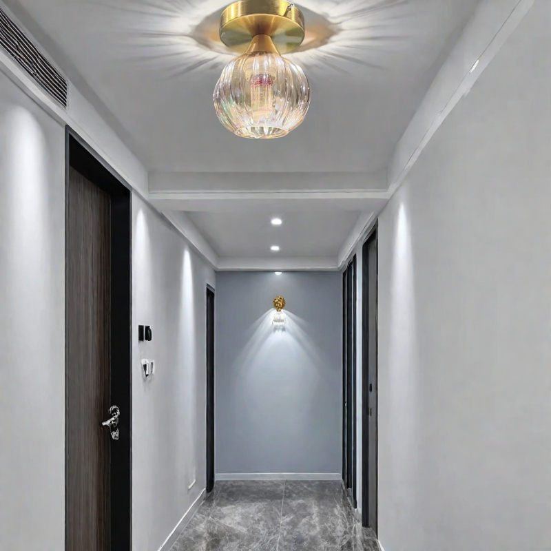 Moderna staklena stropna svjetiljka za ulaz i hodnik – minimalistički luksuz, pogodna za hodnik, garderobu i balkon