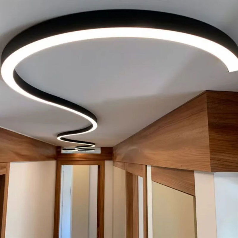 Персонализиран LED полилей с S-образна извивка за офис, фитнес зала, магазин и фоайе