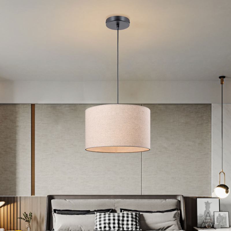 Moderna minimalistička svjetiljka s platnenim abažurom, s jednim izvorom svjetla, pogodna za dom, hotel i restoran