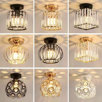 Nordijsko stropno svjetlo za hodnik i ulaz, moderni minimalistički LED s kristalnim tijelom i željeznim sjenilom, 220V, model S001, pogodno za 3–5 m²