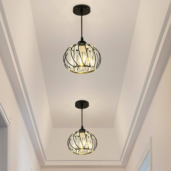 Nordijsko stropno svjetlo za hodnik i ulaz, moderni minimalistički LED s kristalnim tijelom i željeznim sjenilom, 220V, model S001, pogodno za 3–5 m²