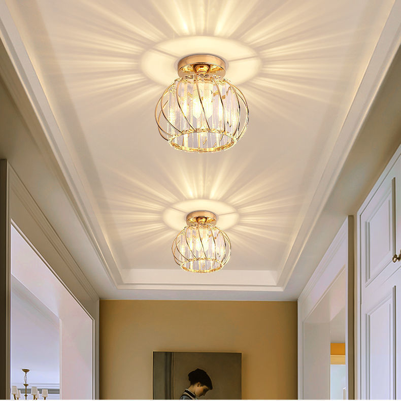 Nordijsko stropno svjetlo za hodnik i ulaz, moderni minimalistički LED s kristalnim tijelom i željeznim sjenilom, 220V, model S001, pogodno za 3–5 m²
