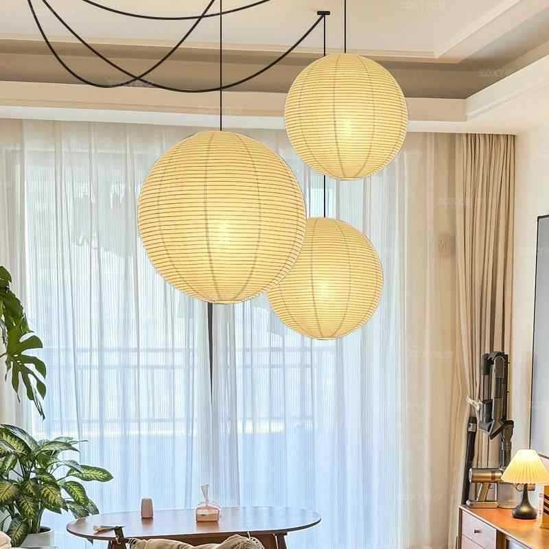 Noguchi-inspired japanski stil Wabi-Sabi, kuglasti platneni abažur za dnevnu sobu i spavaću sobu