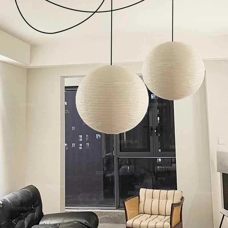 Noguchi-inspired japanski stil Wabi-Sabi, kuglasti platneni abažur za dnevnu sobu i spavaću sobu