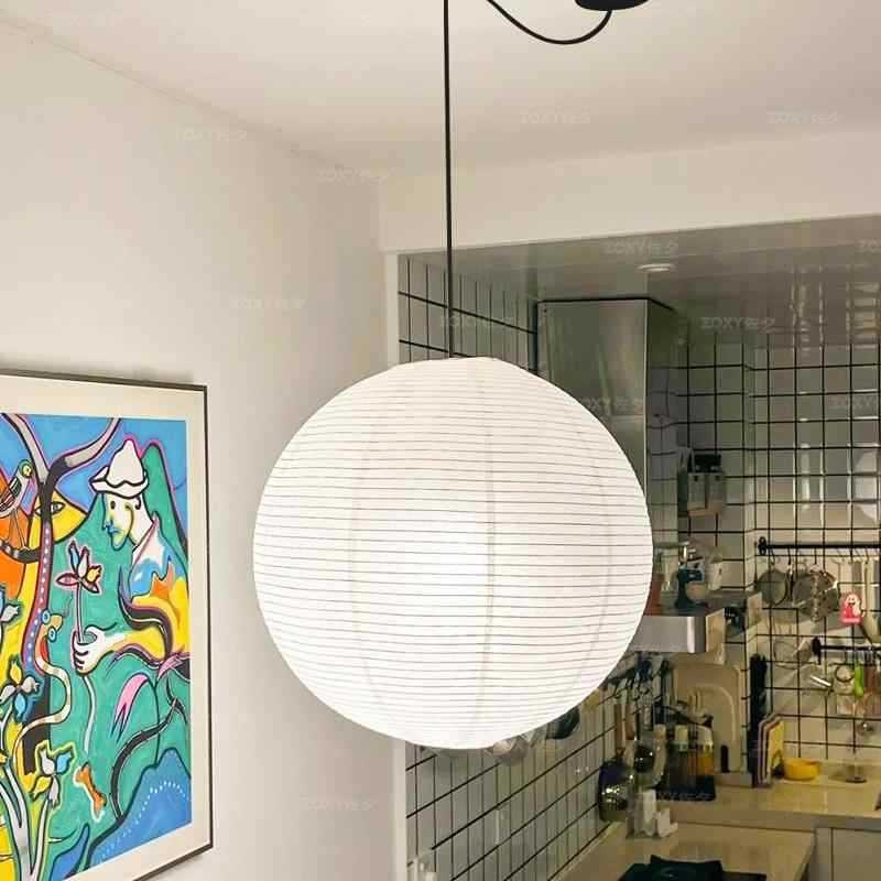 Noguchi-inspired japanski stil Wabi-Sabi, kuglasti platneni abažur za dnevnu sobu i spavaću sobu