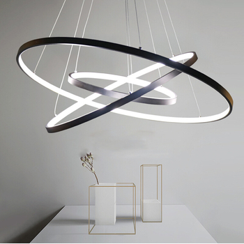 Moderna minimalistička LED lustera s tri prstena od aluminija, nordijskog stila
