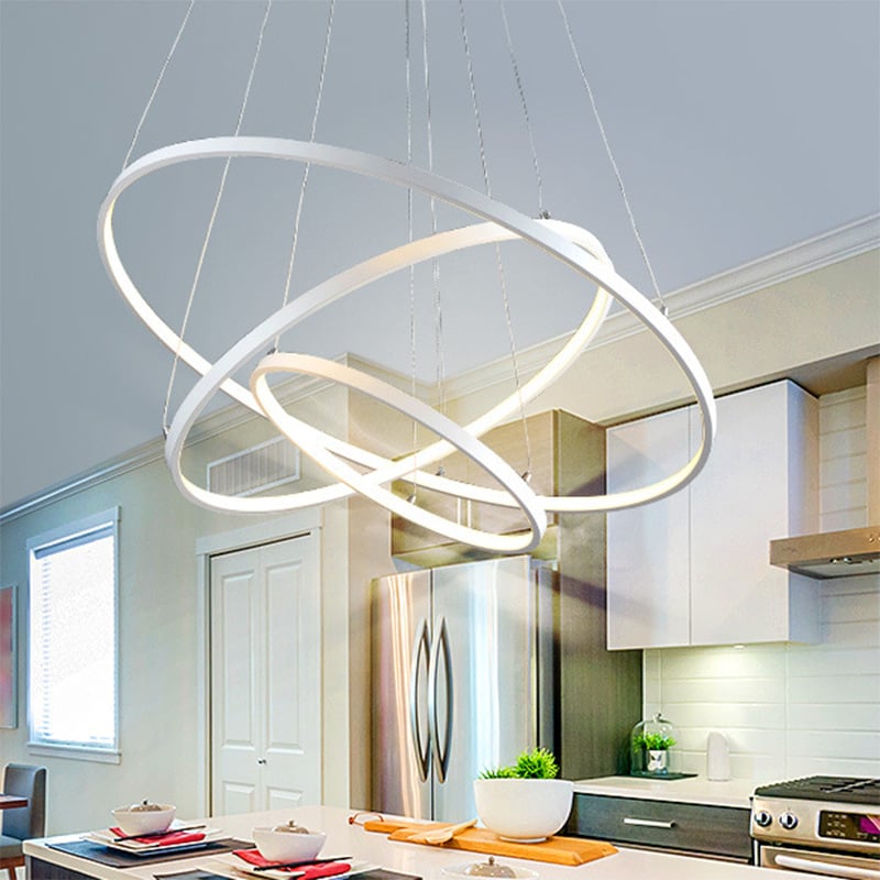 Moderna minimalistička LED lustera s tri prstena od aluminija, nordijskog stila