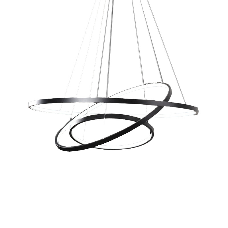 Moderna minimalistička LED lustera s tri prstena od aluminija, nordijskog stila