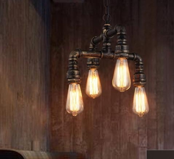 Industrijski stil viseći luster od željeza s bakrenim vodovodnim cijevima za bar i restoran