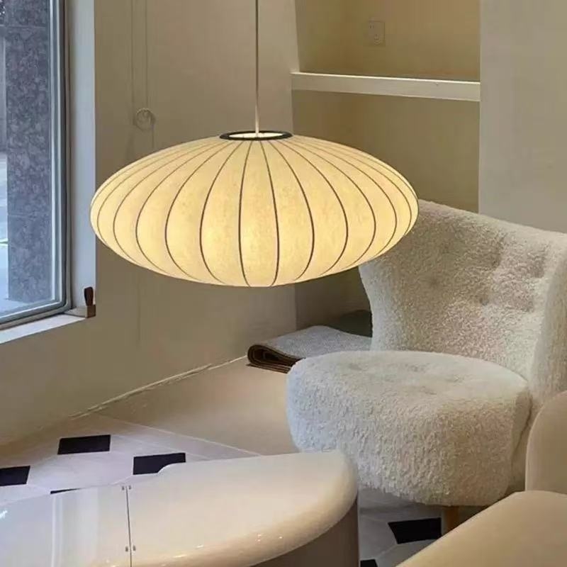 UFO viseća svjetiljka od svile, skandinavskog stila, vintage dizajnerska lanterna za blagovaonicu i spavaću sobu