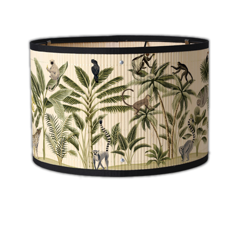 Abajur bamboo pentru candelabru – imprimeu în stil clasic popular, abajur din stofă, 30x20 cm