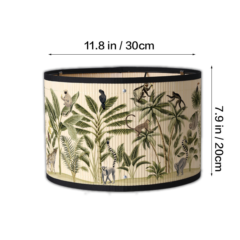 Abajur bamboo pentru candelabru – imprimeu în stil clasic popular, abajur din stofă, 30x20 cm
