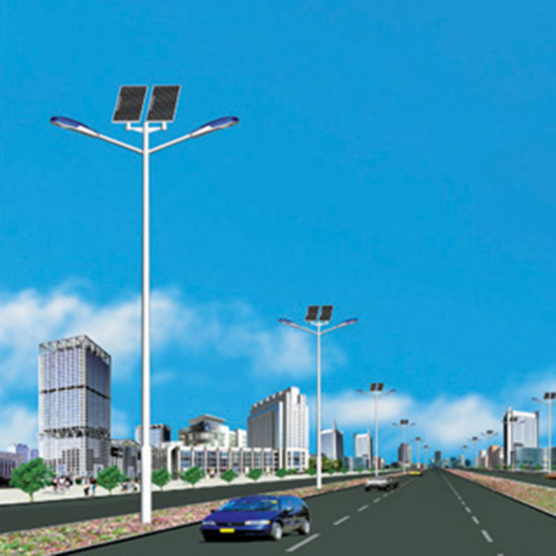 LED ηλιακό φανάρι δρόμου με ενσωματωμένο στύλο — μονό ή διπλό βραχίονα