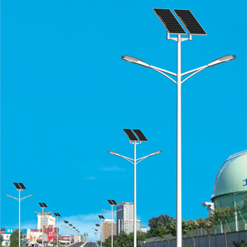 LED ηλιακό φανάρι δρόμου με ενσωματωμένο στύλο — μονό ή διπλό βραχίονα