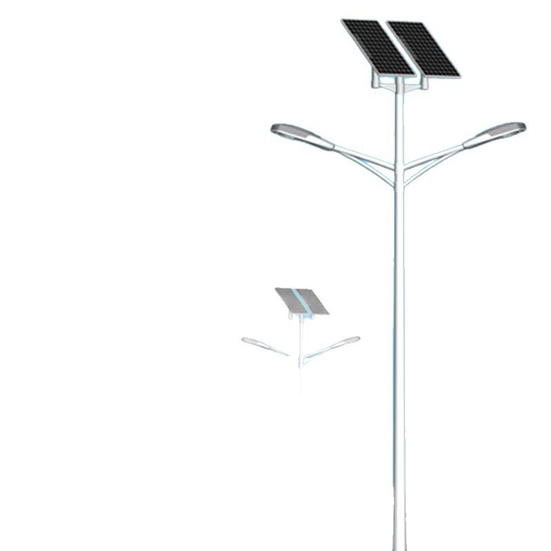 LED ηλιακό φανάρι δρόμου με ενσωματωμένο στύλο — μονό ή διπλό βραχίονα