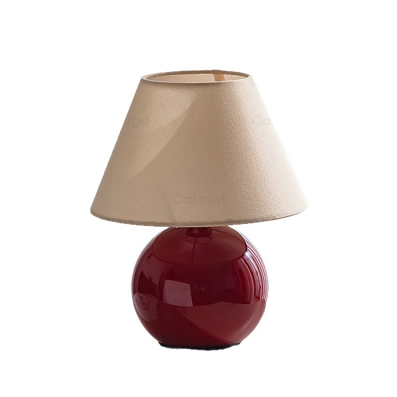 Francuski stil vintage noćna lampica, slatka kesten boje dizajn, japanski minimalistički dizajn za spavaću sobu, crvena stolna lampa za ambijentalno osvjetljenje