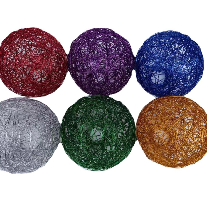 Aluminijsko žičano sjenilo, šuplja sfera, vanjsko krajinsko rasvjetno svjetlo, kuglasti viseći luster, srebrni prirodni završetak s zlatnim akcentima