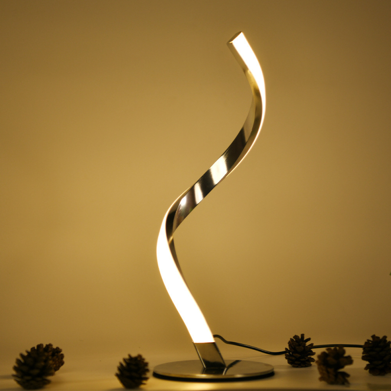 Spiralna stolna lampa, moderni minimalistički dizajn, metalna konstrukcija, ambijentalno osvjetljenje i noćno svjetlo za dnevni boravak i spavaću sobu
