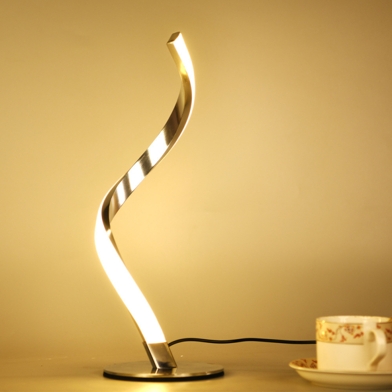 Spiralna stolna lampa, moderni minimalistički dizajn, metalna konstrukcija, ambijentalno osvjetljenje i noćno svjetlo za dnevni boravak i spavaću sobu