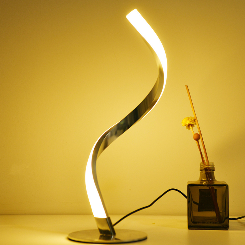 Spiralna stolna lampa, moderni minimalistički dizajn, metalna konstrukcija, ambijentalno osvjetljenje i noćno svjetlo za dnevni boravak i spavaću sobu