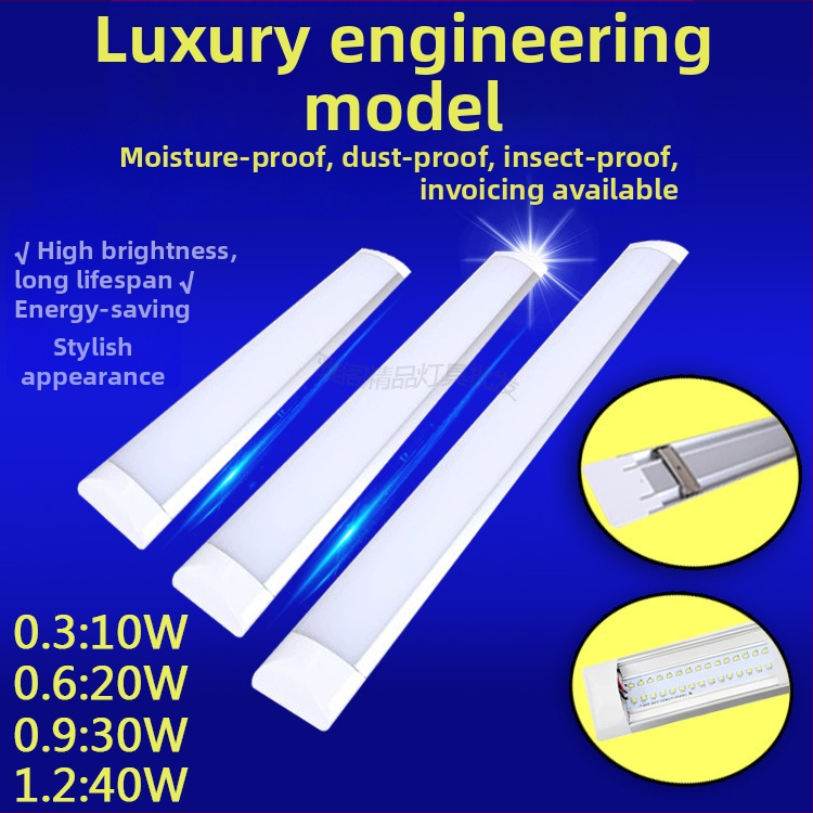 LED trubica na čistenie s tromi ochrannými prvkami, ultra jasná 40W, dvojtrubka, kompletná súprava, denné svetlo pre kanceláriu a domov