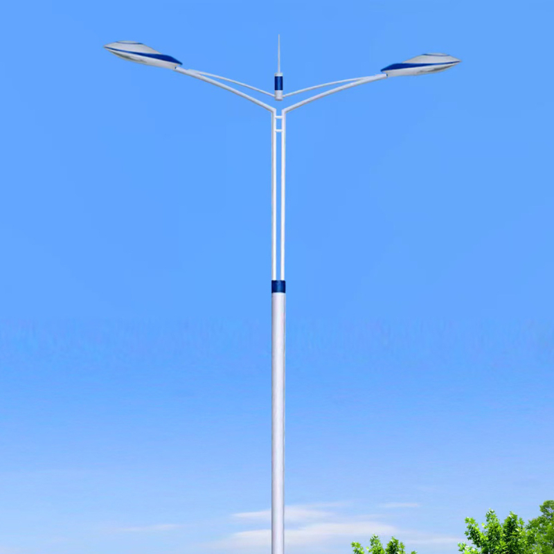Στήλη LED δρόμου, ύψος 7 μ., γαλβανισμένη με θερμή βύθιση, 80W, με Α-βραχίονα