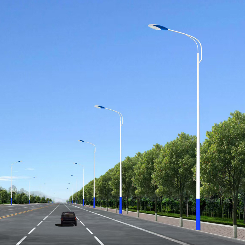 Στήλη LED δρόμου, ύψος 7 μ., γαλβανισμένη με θερμή βύθιση, 80W, με Α-βραχίονα