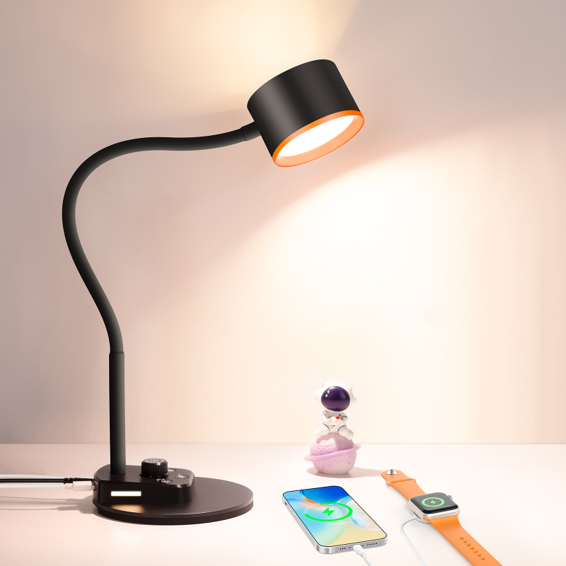 LED stolna lampica s zaštitom očiju, USB-A i USB-C priključcima, podesivo osvjetljenje za čitanje i učenje, pogodna za dnevni boravak i spavaću sobu