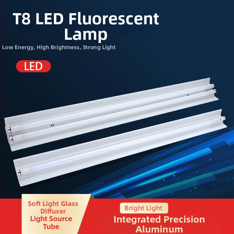 LED fluorescenčná lampa so stojanom a krytím, dvojitá trubka, T8, núdzové osvetlenie