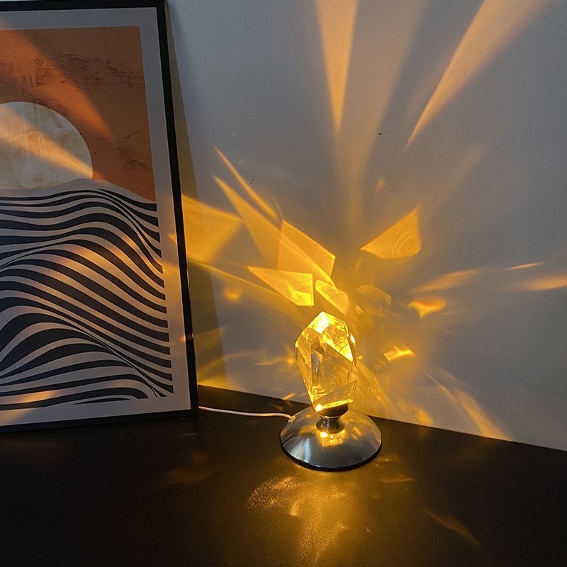 Kristalna noćna stolna lampa, modern minimalistički dizajn, dekorativno ambijentalno osvjetljenje s USB napajanjem