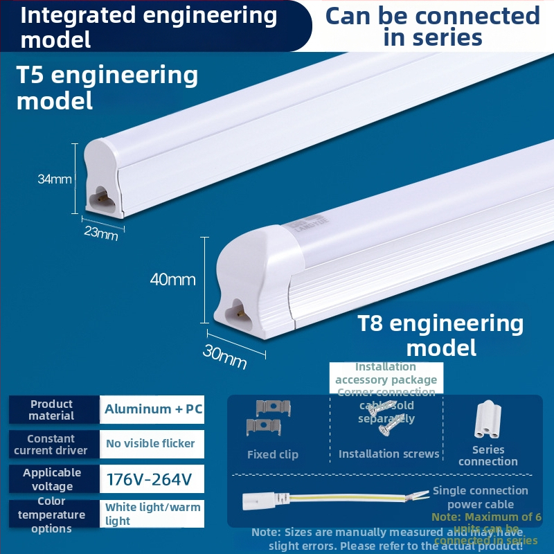 LED cijev T5/T8, integrirana, duljine 1,2 m, 18W, dnevna svjetlost, s nosačem za pročišćivanje, G13