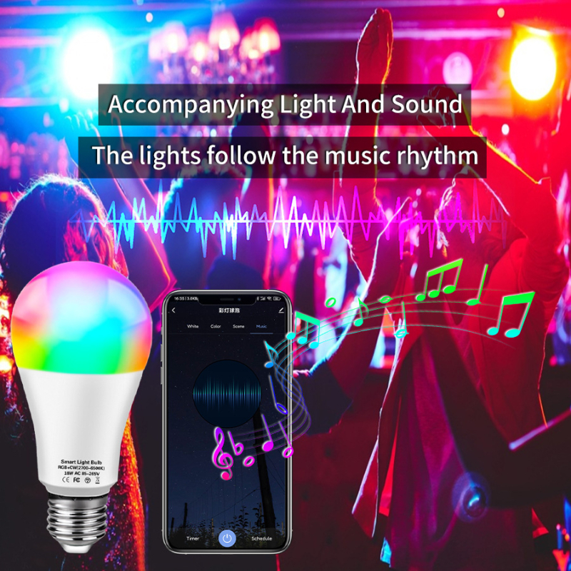 Bluetooth RGB-CW pametna žarulja s podešavanjem osvjetljenja i boje, glasovno upravljanje Smart Life